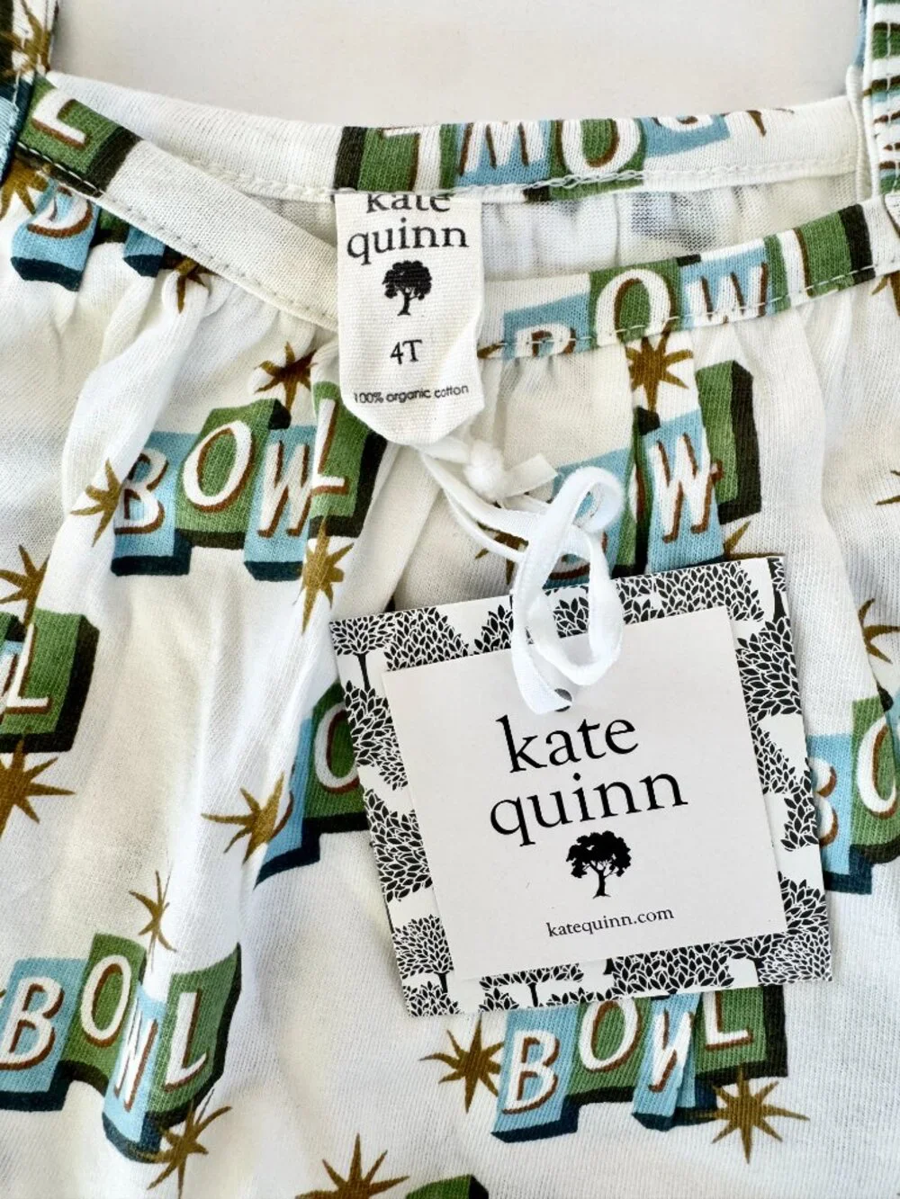 Kate Quinn 4T Girls Dress NWT Retro Bowl Print Tank Style Organic Cotton